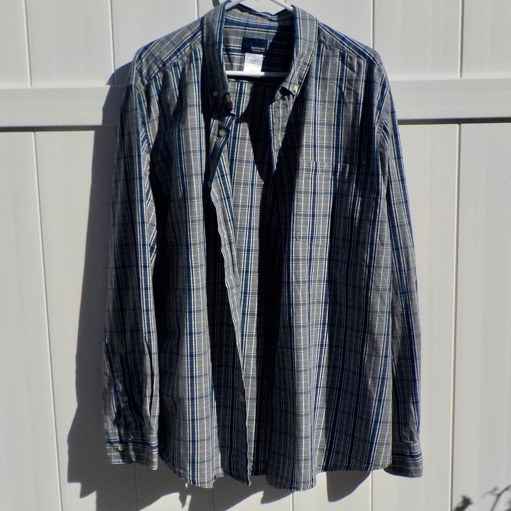 Basic Editions Modern Fit Men's 2XL Long Sleeve Plaid Shirt
